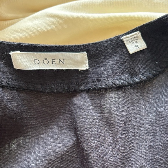 DÔEN 🏹 Small Aubrey Black Linen mini dress, minimal, classy, button down - Picture 6 of 11